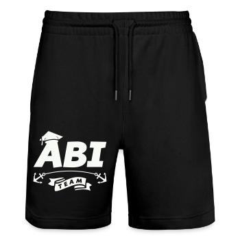 abi team - Stanley/Stella Unisex Bio Joggingshorts Trainer  - Schwarz - Vorne - Nik (191cm) & Marisol (170cm)