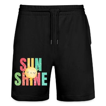 Sonne scheint Retro Sommer Urlaub - Stanley/Stella Unisex Bio Joggingshorts Trainer  - Schwarz - Vorne - Nik (191cm) & Marisol (170cm)