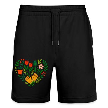 Jardin de l’amour - Short de jogging bio TRAINER Stanley/Stella unisexe - noir - Devant - Nik (191cm) & Marisol (170cm)