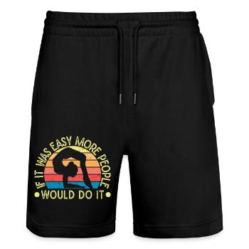 If It`s Easy People Would Do It Circus Performer - Stanley/Stella Unisex Bio Joggingshorts Trainer  - Schwarz - Vorne - Nik (191cm) & Marisol (170cm)