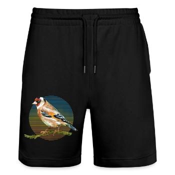 Bunter Vogel - Stanley/Stella Unisex Bio Joggingshorts Trainer  - Schwarz - Vorne - Nik (191cm) & Marisol (170cm)