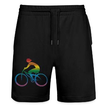 Cyclist - Stanley/Stella Trainer Unisex Organic Jogging Shorts - black - Front - Nik (191cm) & Marisol (170cm)