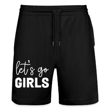 Let's Go Girls Empowerment Message - Stanley/Stella Trainer Unisex Organic Jogging Shorts - black - Front - Nik (191cm) & Marisol (170cm)