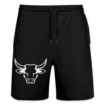stier bull - Stanley/Stella Unisex Bio Joggingshorts Trainer  - Schwarz - Vorne - Nik (191cm) & Marisol (170cm)
