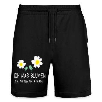 Garten Blumen Gartenarbeit Lustige Sprüche - Stanley/Stella Unisex Bio Joggingshorts Trainer  - Schwarz - Vorne - Nik (191cm) & Marisol (170cm)