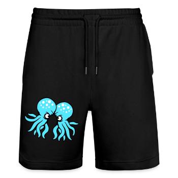2 Oktopus Freunde Zwei kämpfende Feinde Rivalen - Stanley/Stella Unisex Bio Joggingshorts Trainer  - Schwarz - Vorne - Nik (191cm) & Marisol (170cm)