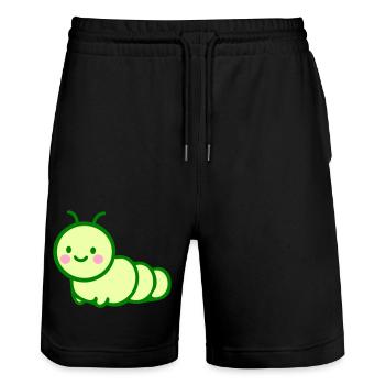 Cute Green Caterpillar - Adorable Insect Lover - Stanley/Stella Trainer Unisex Organic Jogging Shorts - black - Front - Nik (191cm) & Marisol (170cm)
