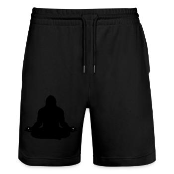 Bigfoot Meditation Silhouette - Stanley/Stella Trainer Unisex Organic Jogging Shorts - black - Front - Nik (191cm) & Marisol (170cm)