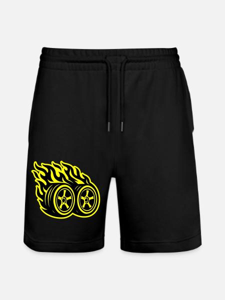 Car Tire Flame - Stanley/Stella Trainer Unisex Organic Jogging Shorts - black