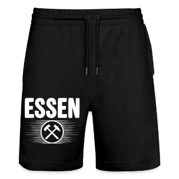 Essen Glueck auf Bergbau - Stanley/Stella Unisex Bio Joggingshorts Trainer  - Schwarz - Vorne - Nik (191cm) & Marisol (170cm)
