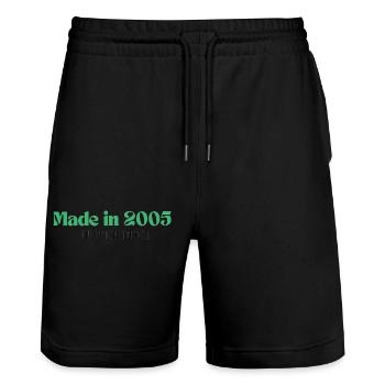 Made in 2005 - Perfektion seit Tag 1 - Stanley/Stella Unisex Bio Joggingshorts Trainer  - Schwarz - Vorne - Nik (191cm) & Marisol (170cm)