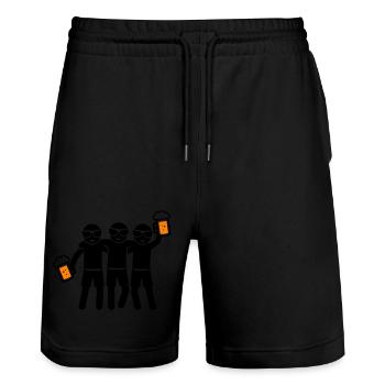 Party Team Beer Group - Stanley/Stella Trainer Unisex Organic Jogging Shorts - black - Front - Nik (191cm) & Marisol (170cm)