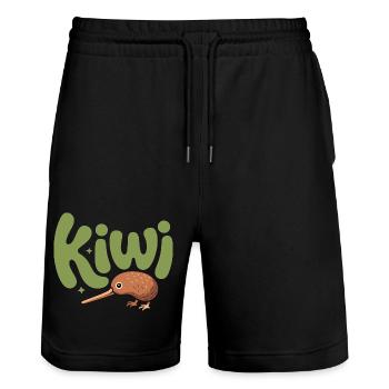 Süße Kiwi - Neuseeland Vogel Design - Stanley/Stella Unisex Bio Joggingshorts Trainer  - Schwarz - Vorne - Nik (191cm) & Marisol (170cm)