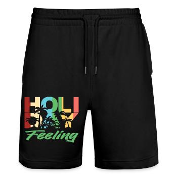 Holiday Feeling  - Stanley/Stella Unisex Bio Joggingshorts Trainer  - Schwarz - Vorne - Nik (191cm) & Marisol (170cm)