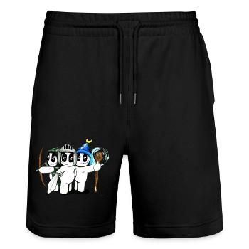 Medievalsnap - Stanley/Stella Trainer Unisex Organic Jogging Shorts - black - Front - Nik (191cm) & Marisol (170cm)