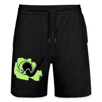 Hockey stick and ball - Stanley/Stella Trainer Unisex Organic Jogging Shorts - black - Front - Nik (191cm) & Marisol (170cm)