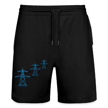 row pattern many track electricity mast power pole ele - Stanley/Stella Trainer Unisex Organic Jogging Shorts - black - Front - Nik (191cm) & Marisol (170cm)