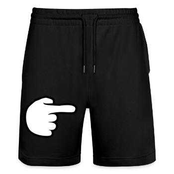 hand comic cartoon zeigen zeigefinger weg rechts l - Stanley/Stella Unisex Bio Joggingshorts Trainer  - Schwarz - Vorne - Nik (191cm) & Marisol (170cm)