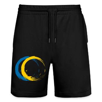 Cercle brosse drapeau du voyage de vacances en Suède - Short de jogging bio TRAINER Stanley/Stella unisexe - noir - Devant - Nik (191cm) & Marisol (170cm)