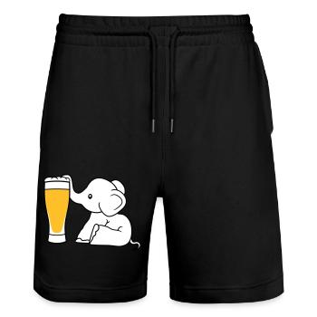 bière d'éléphant sucer l'alcool boire soif ivre - Short de jogging bio TRAINER Stanley/Stella unisexe - noir - Devant - Nik (191cm) & Marisol (170cm)