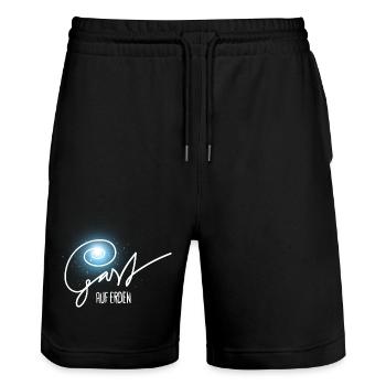 Gast auf Erden - Stanley/Stella Unisex Bio Joggingshorts Trainer  - Schwarz - Vorne - Nik (191cm) & Marisol (170cm)