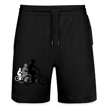 3 friends team sport crew race race cyclists - Stanley/Stella Trainer Unisex Organic Jogging Shorts - black - Front - Nik (191cm) & Marisol (170cm)
