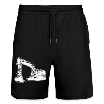 Bagger Baggerfahrer Baustelle - Stanley/Stella Unisex Bio Joggingshorts Trainer  - Schwarz - Vorne - Nik (191cm) & Marisol (170cm)