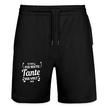 So sieht die beste Tante der Welt aus! - Stanley/Stella Unisex Bio Joggingshorts Trainer  - Schwarz - Vorne - Nik (191cm) & Marisol (170cm)