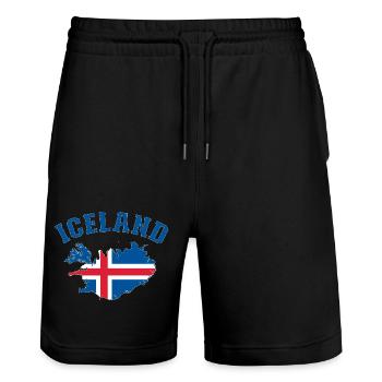 Carte du drapeau de l’Islande - Short de jogging bio TRAINER Stanley/Stella unisexe - noir - Devant - Nik (191cm) & Marisol (170cm)