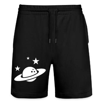 Milky Way Planets - Stanley/Stella Trainer Unisex Organic Jogging Shorts - black - Front - Nik (191cm) & Marisol (170cm)