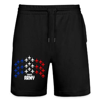 armée Française - Short de jogging bio TRAINER Stanley/Stella unisexe - noir - Devant - Nik (191cm) & Marisol (170cm)