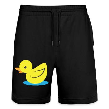 Little angry yellow duck - Stanley/Stella Trainer Unisex Organic Jogging Shorts - black - Front - Nik (191cm) & Marisol (170cm)