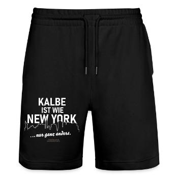 Kalbe ist wie New York - Stanley/Stella Unisex Bio Joggingshorts Trainer  - Schwarz - Vorne - Nik (191cm) & Marisol (170cm)