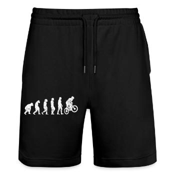 Mountainbike Radeln Fahrrad Evolution Fahrradtour - Stanley/Stella Unisex Bio Joggingshorts Trainer  - Schwarz - Vorne - Nik (191cm) & Marisol (170cm)