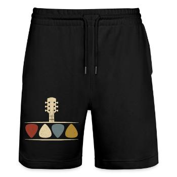 Vintage Guitar Pick Guitarist Gift - Stanley/Stella Trainer Unisex Organic Jogging Shorts - black - Front - Nik (191cm) & Marisol (170cm)