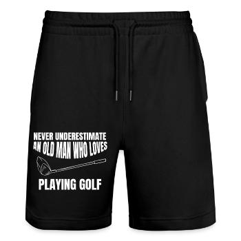 Golf Golfspieler Golfschläger Golfer Golfball - Stanley/Stella Unisex Bio Joggingshorts Trainer  - Schwarz - Vorne - Nik (191cm) & Marisol (170cm)