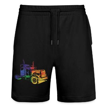 Camion Camion Rétro Amour - Short de jogging bio TRAINER Stanley/Stella unisexe - noir - Devant - Nik (191cm) & Marisol (170cm)