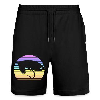 Vintage Fliegenfischen Sonnenuntergang - Stanley/Stella Unisex Bio Joggingshorts Trainer  - Schwarz - Vorne - Nik (191cm) & Marisol (170cm)