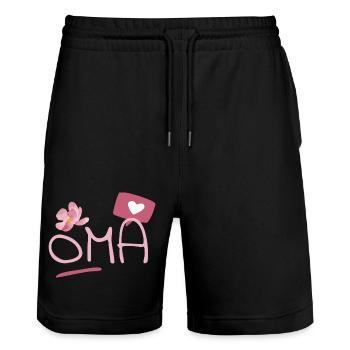 Ich liebe Oma - Stanley/Stella Unisex Bio Joggingshorts Trainer  - Schwarz - Vorne - Nik (191cm) & Marisol (170cm)