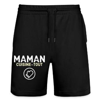 Maman cuisine tout - Short de jogging bio TRAINER Stanley/Stella unisexe - noir - Devant - Nik (191cm) & Marisol (170cm)