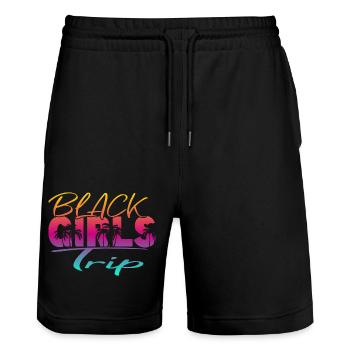 Voyage des filles noires - Short de jogging bio TRAINER Stanley/Stella unisexe - noir - Devant - Nik (191cm) & Marisol (170cm)