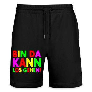 Bin da kann losgehen - Stanley/Stella Unisex Bio Joggingshorts Trainer  - Schwarz - Vorne - Nik (191cm) & Marisol (170cm)