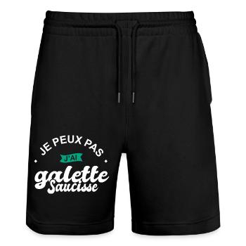 je peux pas j ai galette sausisse bretagne - Short de jogging bio TRAINER Stanley/Stella unisexe - noir - Devant - Nik (191cm) & Marisol (170cm)