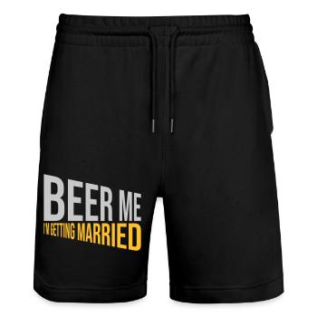 Beer Me Me marier - Short de jogging bio TRAINER Stanley/Stella unisexe - noir - Devant - Nik (191cm) & Marisol (170cm)