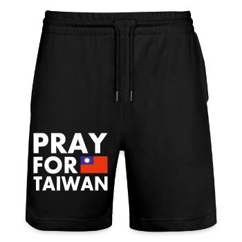 Pray for taiwan - Short de jogging bio TRAINER Stanley/Stella unisexe - noir - Devant - Nik (191cm) & Marisol (170cm)