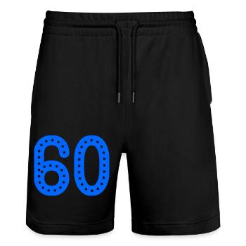 60 YEARS. 60th ANNIVERSARY. ANNIVERSARY 60 YEARS. 60 - Stanley/Stella Trainer Unisex Organic Jogging Shorts - black - Front - Nik (191cm) & Marisol (170cm)