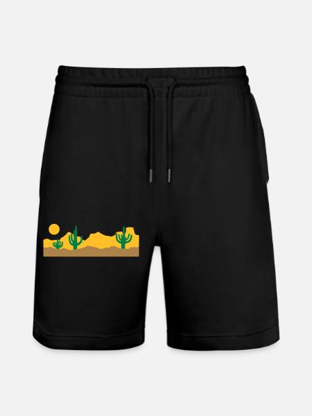 Landscape Desert Silhouette Skyline - Stanley/Stella Trainer Unisex Organic Jogging Shorts - black