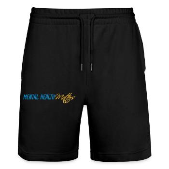 mental health matters Zitat - Stanley/Stella Unisex Bio Joggingshorts Trainer  - Schwarz - Vorne - Nik (191cm) & Marisol (170cm)