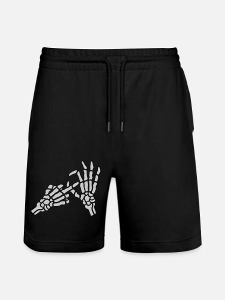 Skeleton Middle Finger Hole Gesture - Stanley/Stella Trainer Unisex Organic Jogging Shorts - black