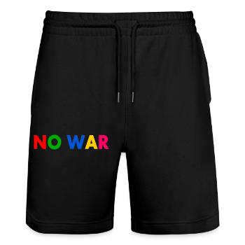 No war - Short de jogging bio TRAINER Stanley/Stella unisexe - noir - Devant - Nik (191cm) & Marisol (170cm)